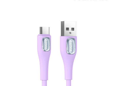 Remax RC-C096A Crystal Series 2.4A Liquid Silicone Fast Charging Type-C Data Cable - Purple Sale