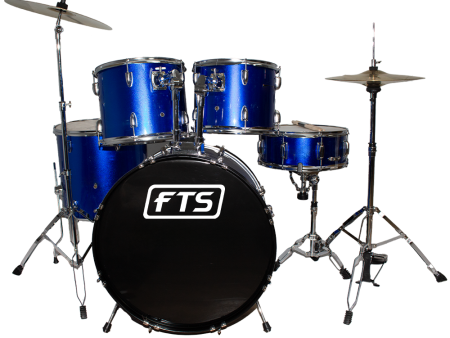 FTS BLUE 5PC Drum Set With Cymbals And Throne Blue [JW22165PVC-16] Cheap