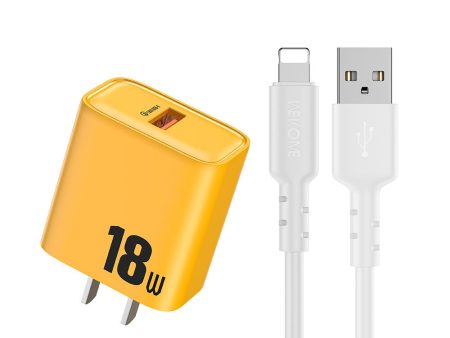 WEKOME WP-U10 (IPH)  CHARGER SET WITH IPHONE CABLE (3A) 1M (18W) - Yellow Discount