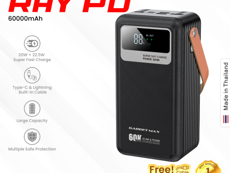 GADGET MAX - RAY PD Series 60000mAh PD+QC Fast Charging Power Bank(PD 20W+QC 22.5W) - Black Hot on Sale