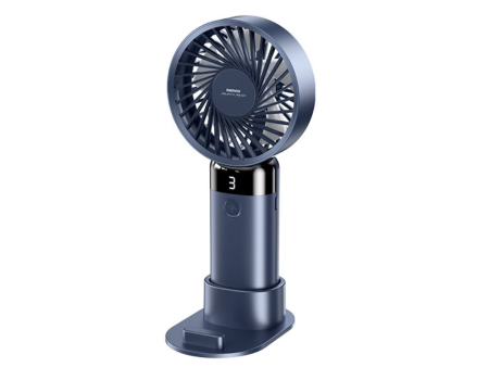 REMAX F35 Digital Display Folding Handheld Fan - Blue For Cheap