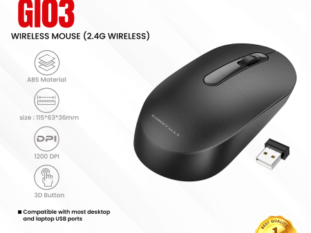 GADGET MAX GI03 WIRELESS MOUSE (2.4G WIRELESS), Wireless Mouse, Computer Accessories Online