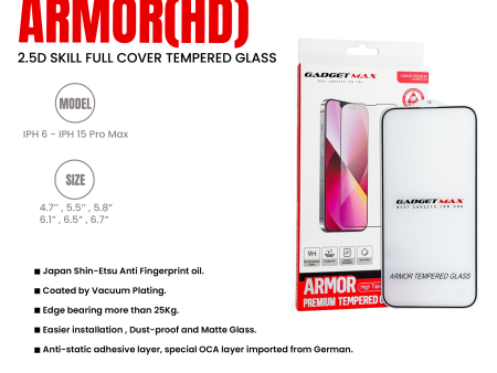 GADGET MAX Armor(HD) iPhone XS    iPhone 11 Pro 5.8  2.5D Anti-Static Tempered Glass Cheap