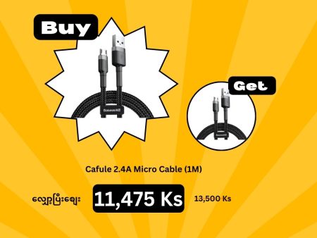 (Buy 1 Get 1) Baseus cafule Cable USB For Micro 2.4A 1m - Grey + Black For Discount