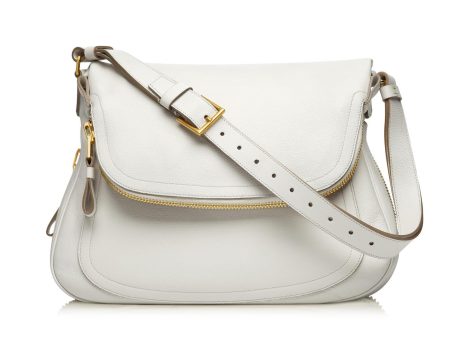 Tom Ford Jennifer White Large Leather Adjustable Strap Shoulder Bag For Cheap