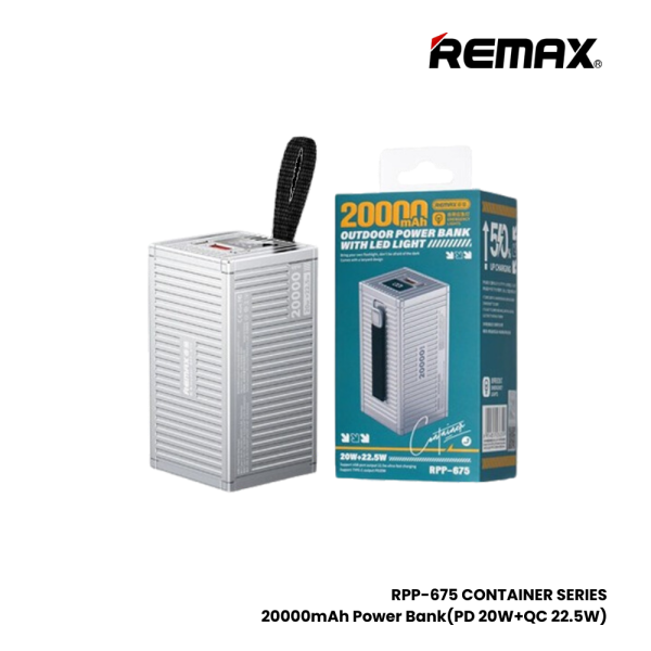 REMAX RPP-675 Container Series 20000mAh PD+QC Fast Charging Power Bank(PD 20W+QC 22.5W) - Silver For Cheap