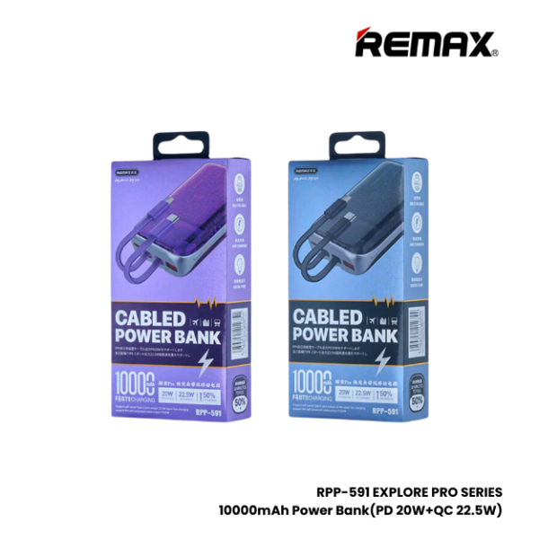 REMAX RPP-591 Explore Pro Series 10000mAh PD+QC Fast Charging Power Bank(PD 20W+QC 22.5W) - Purple Supply