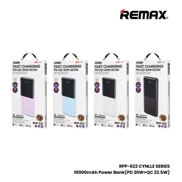 REMAX RPP-622 Cynlle Series 10000mAh PD+QC Fast Charging Power Bank(PD 20W+QC 22.5W) - Black Supply