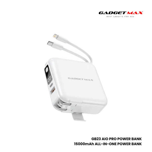 GADGET MAX GB23 AIO Pro Series 15000mAh All-in-One PD+QC Fast Charging Power Bank(PD 20W+QC 22.5W) - White Online Hot Sale