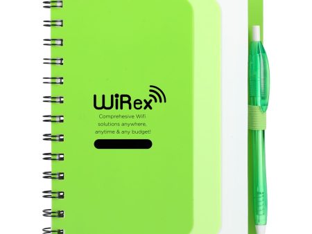 5  x 7  Recycled Dual Pocket Spiral Notebook w Pen on Sale