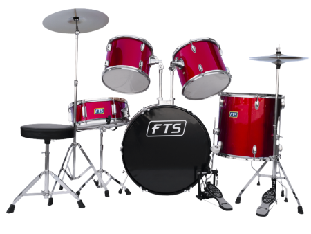 FTS Red 5PC Drum Set With Cymbals And Throne [JW22165PVC-16] Supply