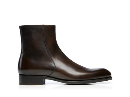 Tom Ford Edward Burnished Leather Zip Chelsea Boot Hot on Sale