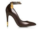 Tom Ford Ankle Strap Brown Leather Pump w  Lock For Discount