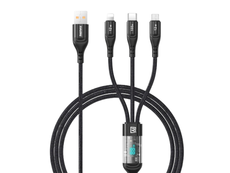 REMAX RC-C090 Suxien Series 100W All Compatible 3 In 1 Data Cable With Smart Digital Display Fashion