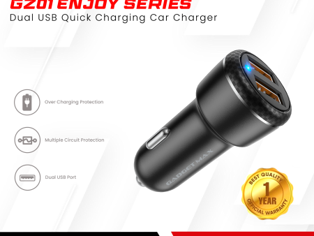 GADGET MAX GZ01 ENJOY SERIES 18W QC 3.0 DUAL PORT QUICK CHARGING CAR CHARGER (2USB) Supply