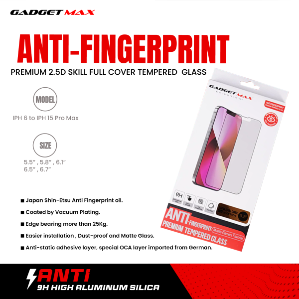 GADGET MAX Anti-Finger Print iPhone 15 Pro 6.1  2.5D Anti-Finger Print Tempered Glass Online Hot Sale