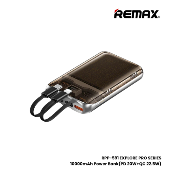 REMAX RPP-591 Explore Pro Series 10000mAh PD+QC Fast Charging Power Bank(PD 20W+QC 22.5W) - Black on Sale