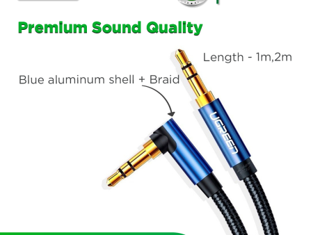 UGREEN AV112 3.5MM STRAIGHT TO 90  AUDIO CABLE (NYLON BRAID)(1M) Online