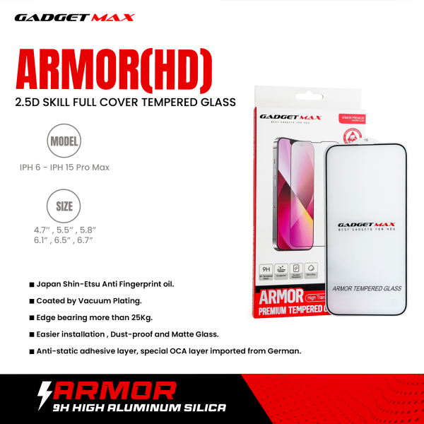 GADGET MAX Armor(HD) iPhone 12   12 Pro 6.1  2.5D Anti-Static Tempered Glass Online