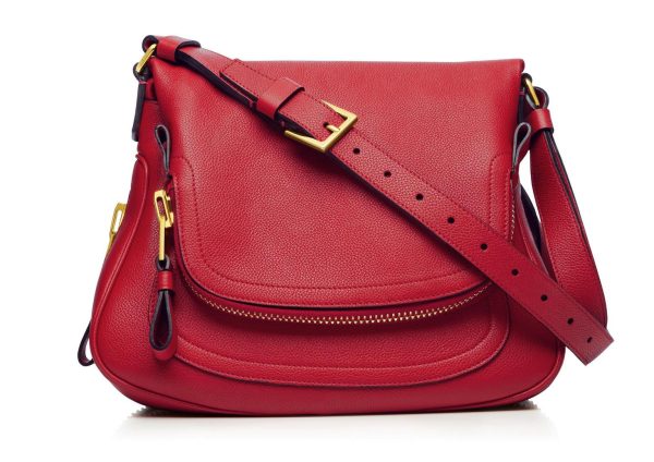 Tom Ford Jennifer Flame Red Medium Adjustable Strap Shoulder Bag on Sale