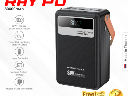 GADGET MAX - RAY PD Series 80000mAh PD+QC Fast Charging Power Bank(PD 20W+QC 22.5W) - Black Cheap