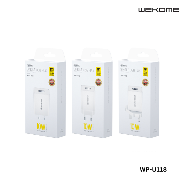 WK WP-U118 (TYPE-C) UPINE SERIES SINGEL USB SET CHARGER FOR TYPE-C (US)(10W)(2A) Fashion