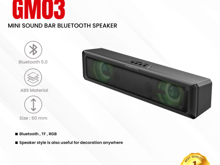 GADGET MAX GM03 MINI SOUND BAR BLUETOOTH SPEAKER (V5.0 ), Mini Soundbar, Bluetooth Speaker, Sound Quality Cheap