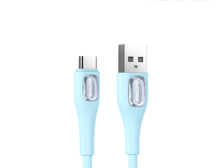 Remax RC-C096A Crystal Series 2.4A Liquid Silicone Fast Charging Type-C Data Cable - Blue Online