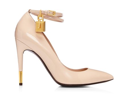 Tom Ford Ankle Strap Nude Patent Leather Pump w  Lock For Sale