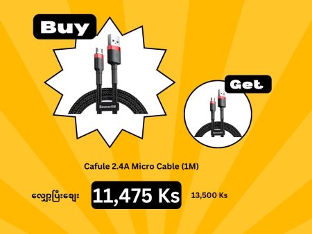 (Buy 1 Get 1) Baseus Cafule 2.4A Micro Cable (1M)- Red + Black Online now