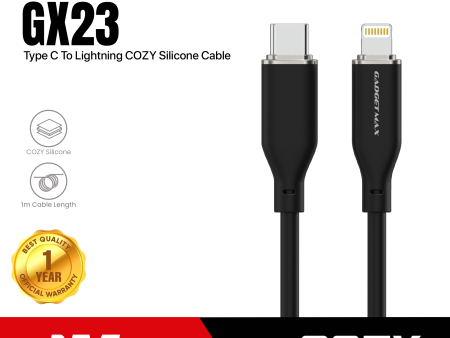 GADGET MAX GX23 TYPE C TO LIGHTNING COZY SILCONE CABLE - BLACK Cheap