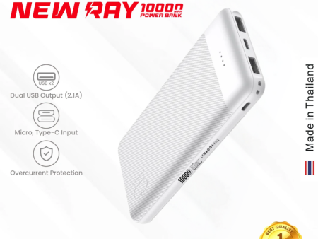 GADGET MAX New Ray Series 10000mAh Power Bank(2.1A) - White Discount