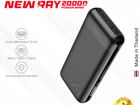 GADGET MAX New Ray Series 20000mAh Power Bank(2.1A) - Black Online now