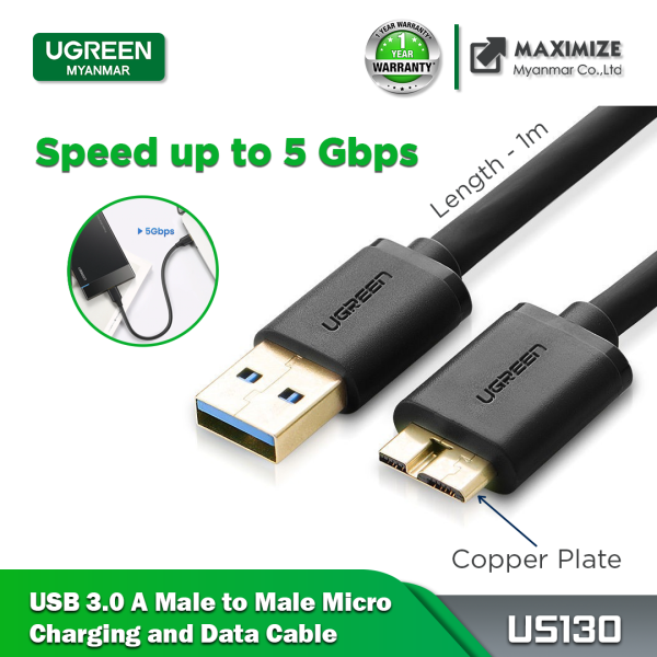 UGREEN US130 USB 3.0 A Male to Micro B Male Cable Super Speed Charging and Data Sync Cord (1m) Black - Intl For Sale