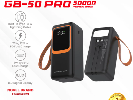 GADGET MAX GB-50 Pro 50000mAh PD+QC Fast Charging Power Bank(PD 20W+QC 22.5W) - Black Online now