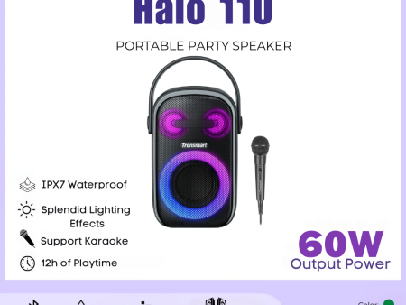 TRONSMART Halo 110 60W Portable Wireless Bluetooth Karaoke Speaker - Black For Cheap