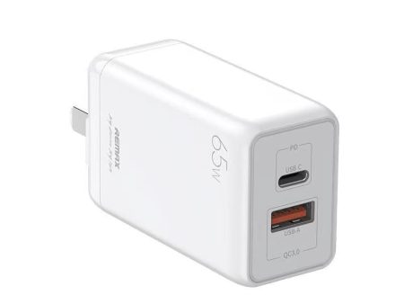 REMAX RP-U53 HOYIN SERIES 65W GAN PD+QC CHARGER ONLY (1USB 1 TYPE-C), 65W Charger, GAN Charger, PD+QC Charger For Cheap