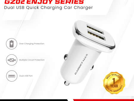 GADGET MAX GZ02 ENJOY SERIES 2.4A  DUAL USB OUTPUT PORT FAST CHARGING CAR CHARGER (2USB) on Sale