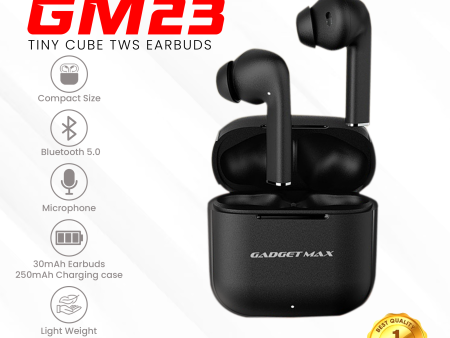 GADGET MAX GM23 TINY CUBE TWS Earbuds - BLACK Hot on Sale