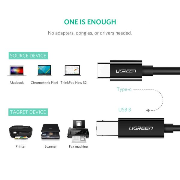 Ugreen US241 USB-C to USB 2.0 Print Cable (2M) Sale