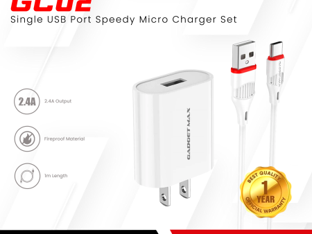 GADGET MAX GC02 TYPE-C 2.4A SINGLE USB PORT SPEEDY TYPE-C CHARGER SET(1USB)(2.4A)(1M) Fashion