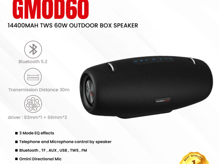 GADGET MAX GMOD60 14400MAH TWS 60W OUTDOOR BOX SPEAKER For Sale