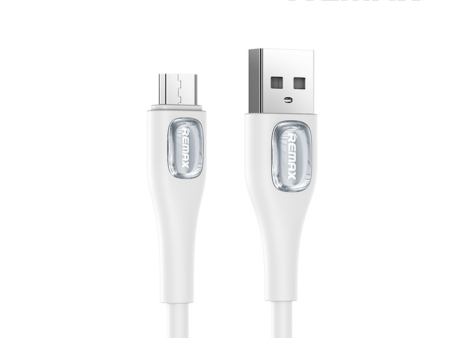 Remax RC-C096m Crystal Series 2.4A Liquid Silicone Fast Charging Micro Data Cable - White Sale