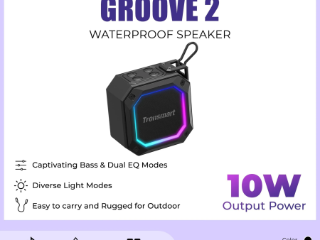 TRONSMART Element Groove 2 10W Portable Wireless Bluetooth Outdoor Speaker - Black Cheap