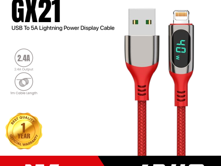 GADGET MAX GX21 USB TO LIGHTNING POWER DISPLAY CABLE (1M)(2.4A) - BLACK Online Hot Sale