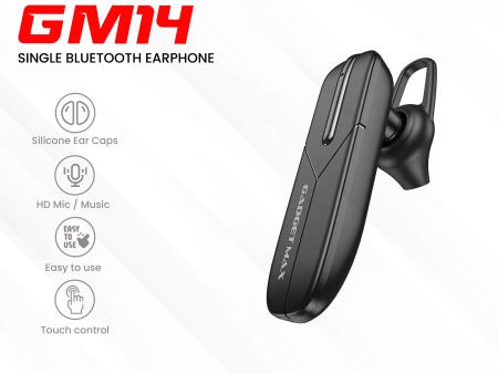 GADGET MAX GM14 BUSINESS BLUETOOTH HEADSET (V5.0), Signle Bluetooth Earbud For Sale