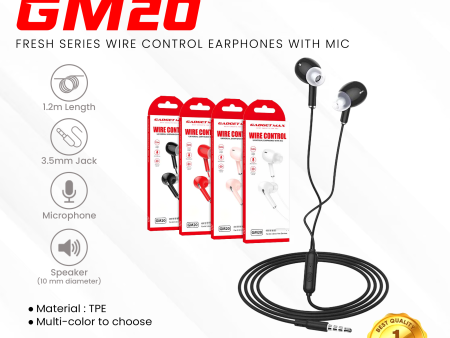 GADGET MAX GM20  3.5MM EARPHONE CONTROL UNIVERSAL EARPHONES WITH MIC (1.2M) Wired Earphone- WHITE Online now