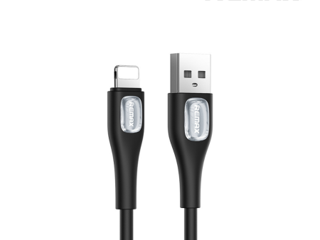 Remax RC-C096i Crystal Series 2.4A Liquid Silicone Fast Charging iPhone Data Cable - Black Supply