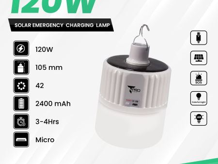 T-PRO-120W 2400MAH 2IN1 SOLAR & USB EMERGENCY CHARGING LAMP Cheap