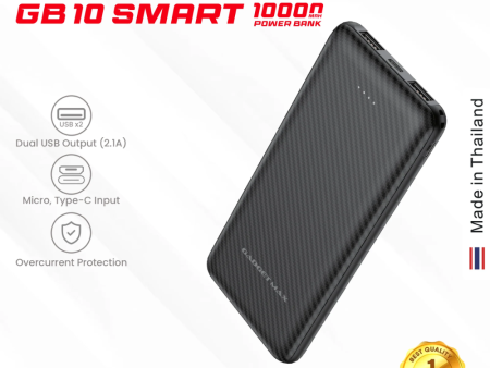 GADGET MAX GB10 Smart Series 10000mAh Power Bank(2.1A) - Black Discount